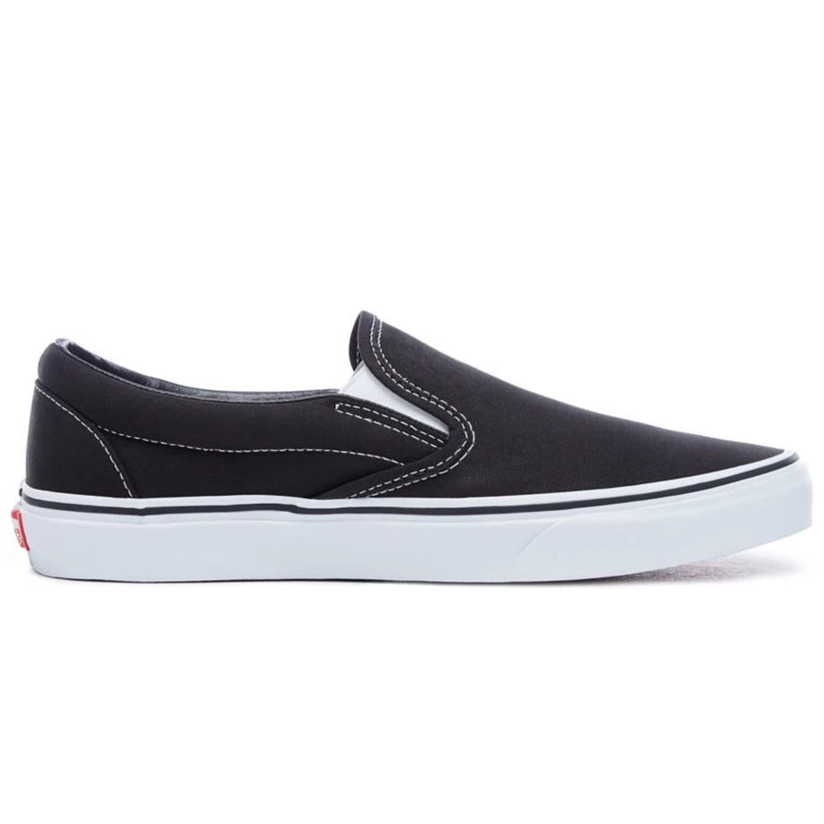 Vans classic slip on black true white sales