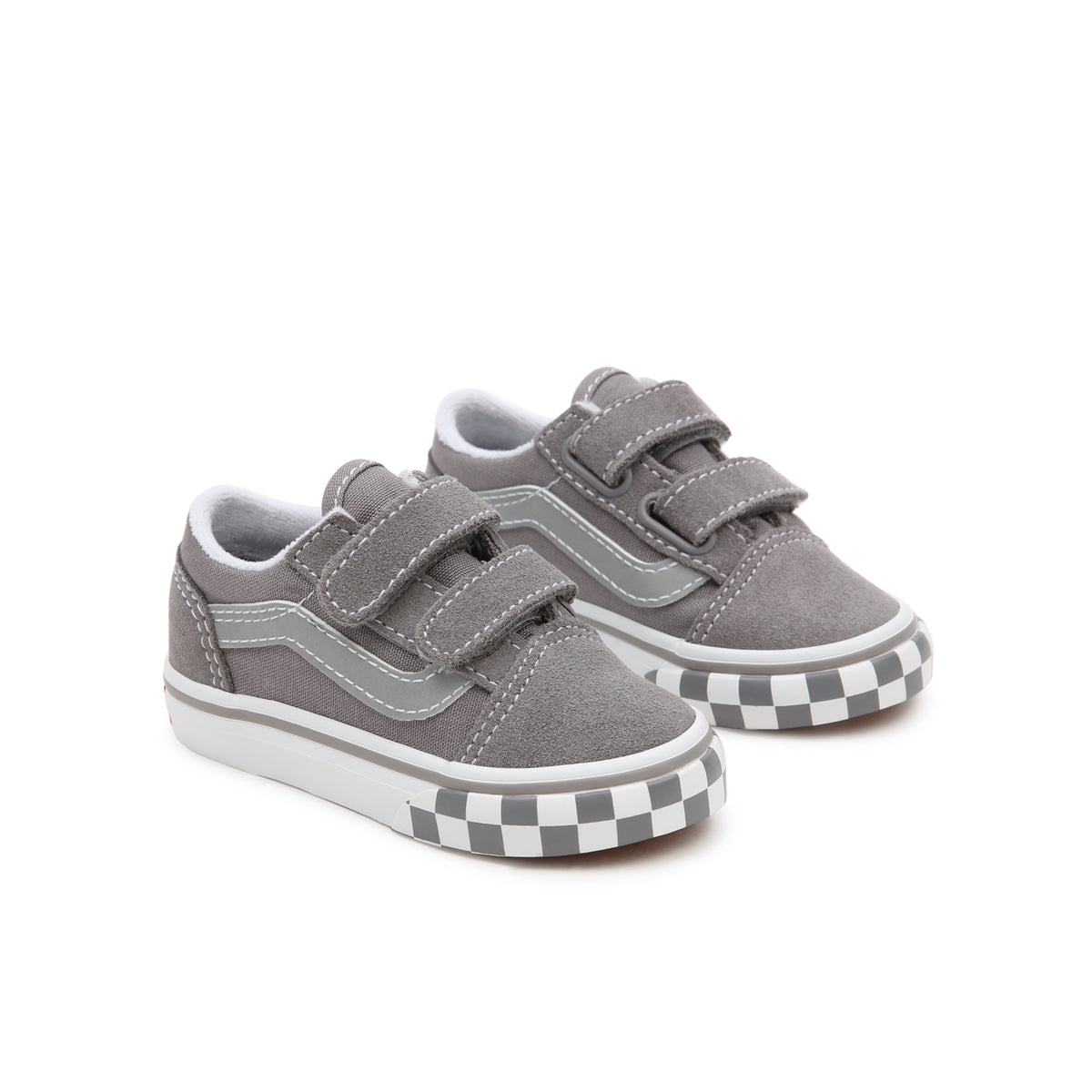 TODDLER OLD SKOOL V sidestripe) Checkerboard-Frost Gray by Vans