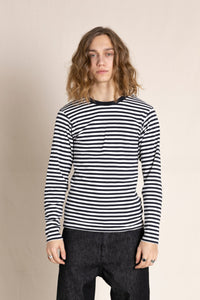 T-shirt à manches longues Sailing Noir hiver/Écru Rayures