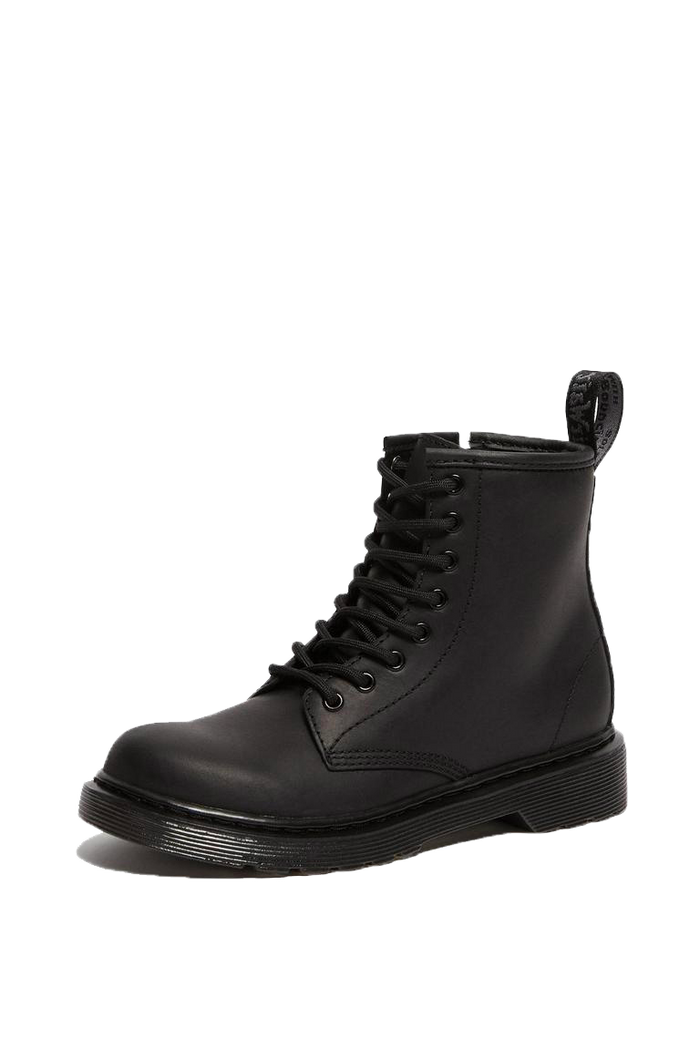 JUNIOR 1460 SERENA FAUX FUR LINED LEATHER BOOTS Black Republic