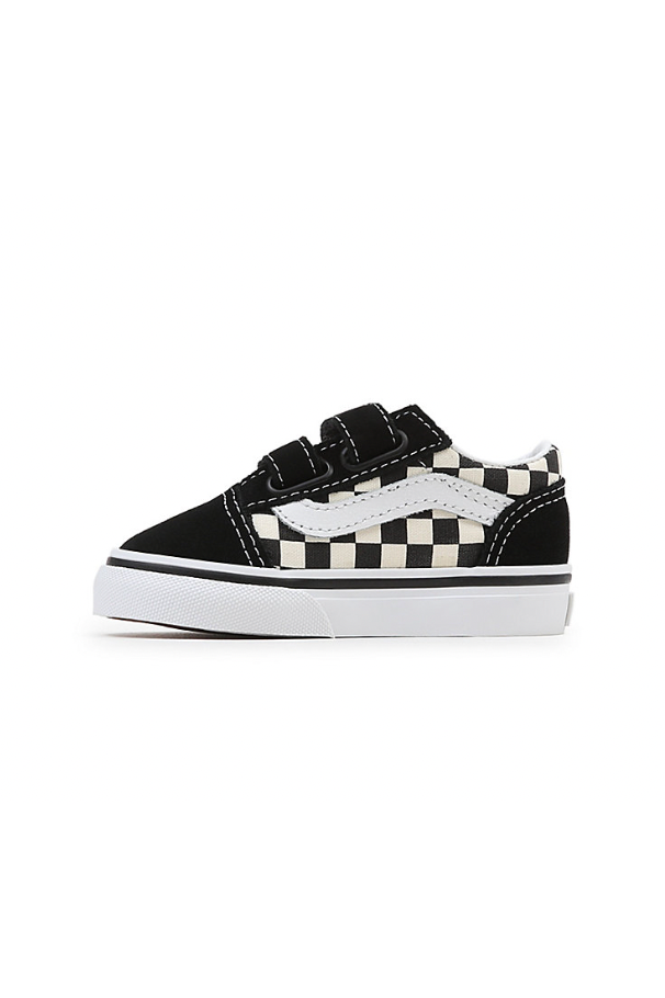Vans black & white old deals skool primary check trainers